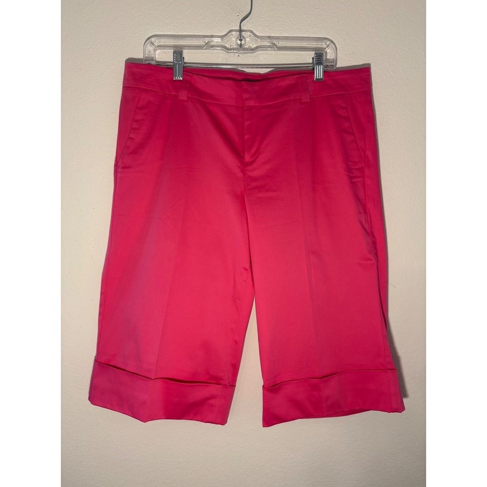 Lilly Pulitzer Palm Beach Fit Pink Cuffed Bermuda Shorts Womens Size 12 - Picture 1 of 6